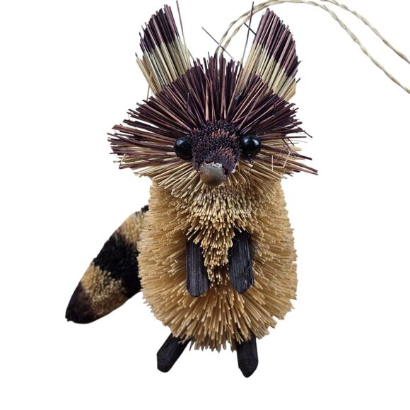 Lot of 3 Bristle Bottle Brush Woodland Animal Ornaments Squirrel Raccoon Fox - Picture 2 of 16